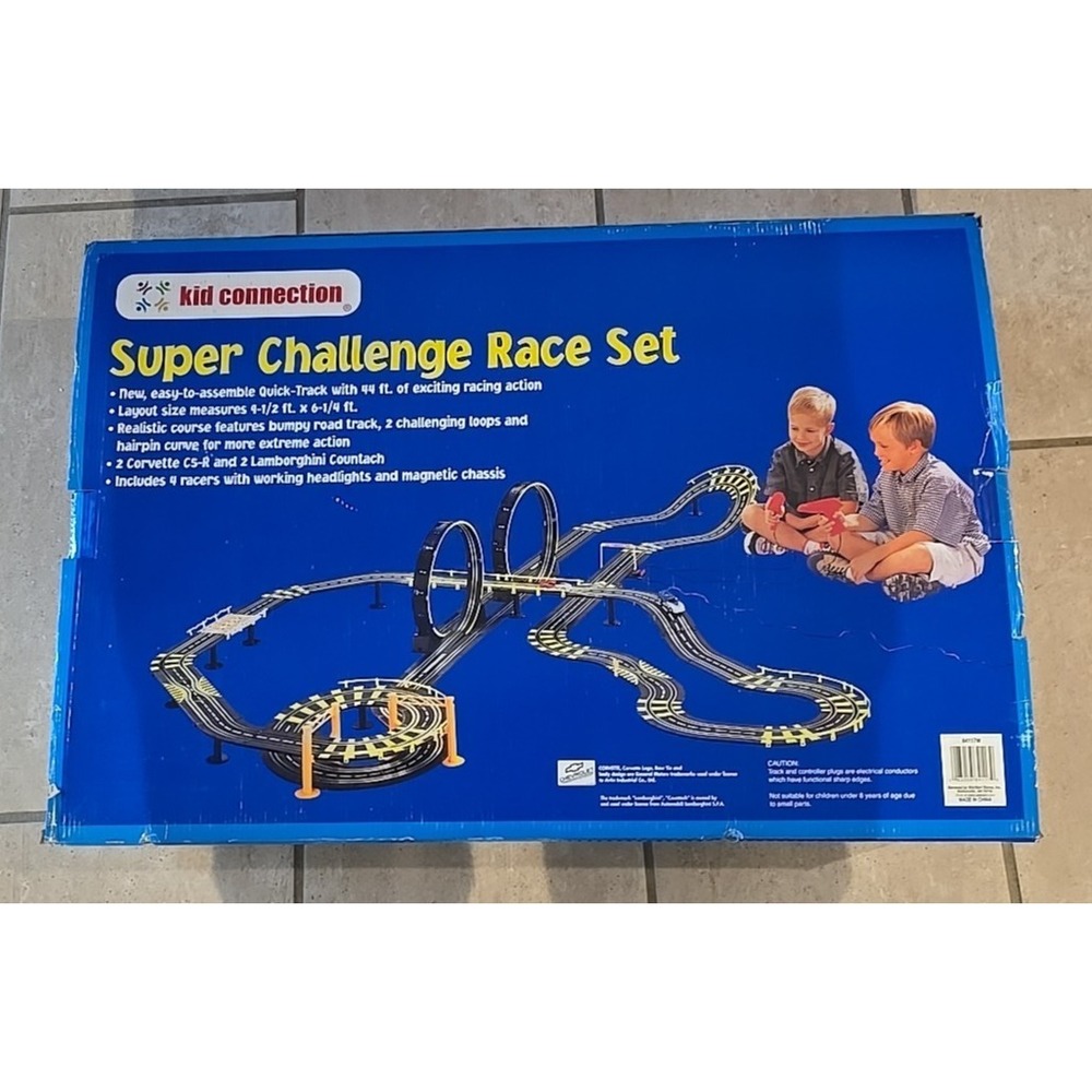Vintage Kid Connection Super Challenge Slot Car Race Set / In Box Complete